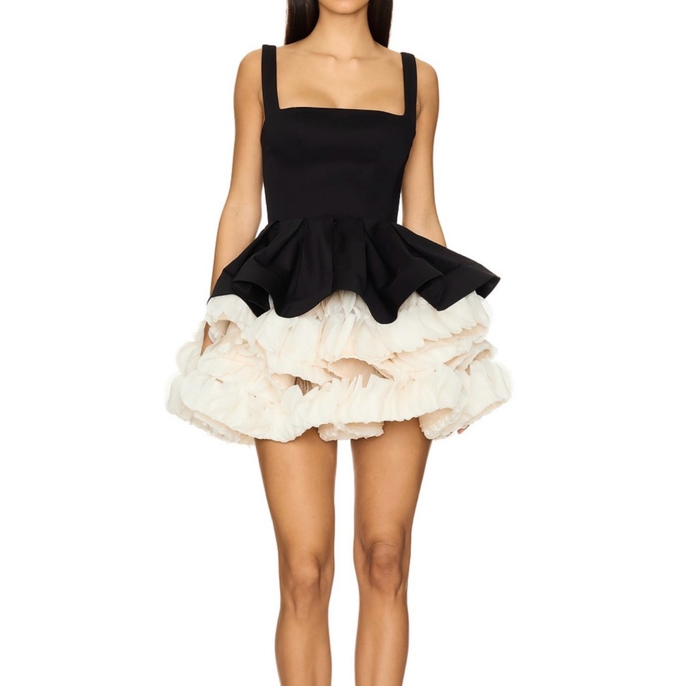 Bronx and Banco Catalina Mini Dress in Black & Beige - Picture 3 of 6